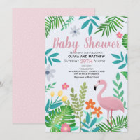 Girls Pink Tropical Jungle Flamingo Baby Shower