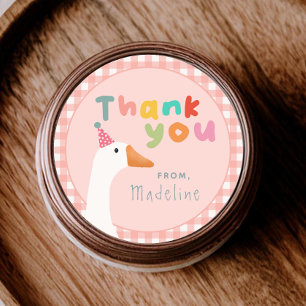 Girls Pink Two Silly Goose Farm 2nd Birthday Classic Round Sticker