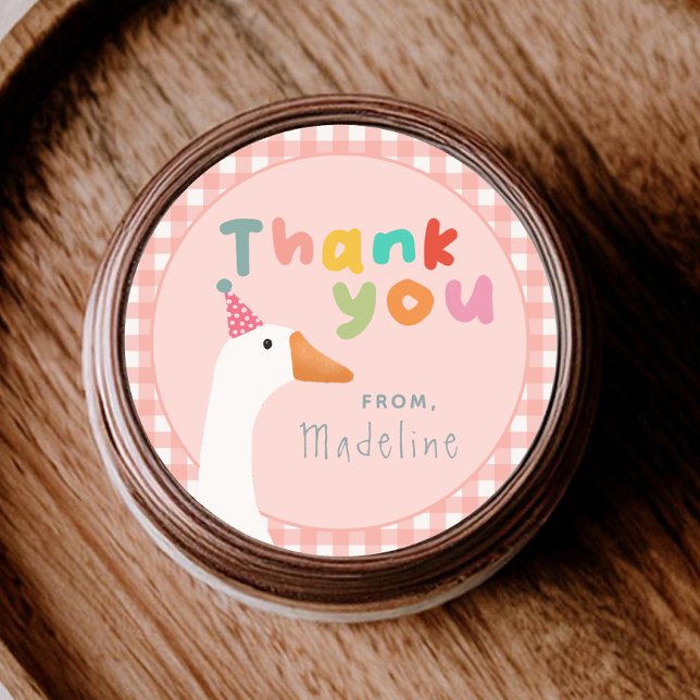 Girls Pink Two Silly Goose Farm 2nd Birthday Classic Round Sticker (Creator Uploaded)