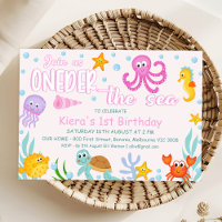 Girls Pink Under Sea Oneder the Sea 1st Birthday