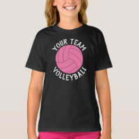 Girls Pink Volleyball Custom Team Name T-shirt