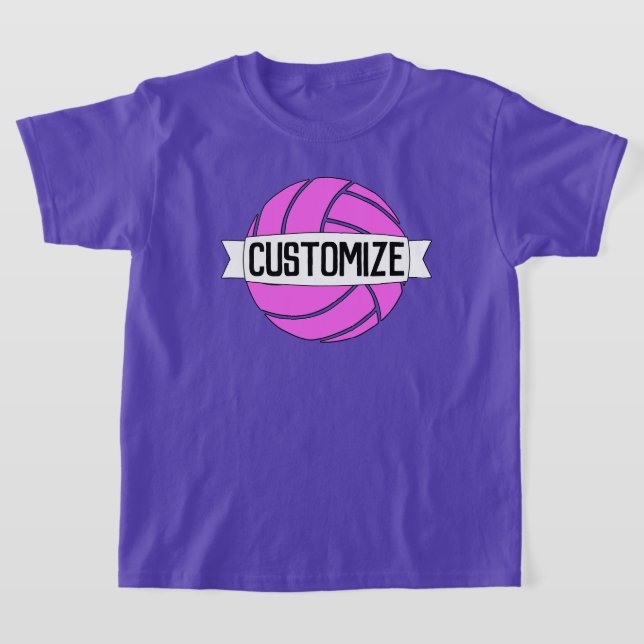 Girls Pink Volleyball Team, Player, Number & Colou T-Shirt (Laydown)