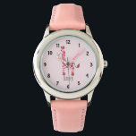 Girls Pink Watercolor Safari Giraffe and Name Kids Watch<br><div class="desc">This adorable and cute toddler girl's watch features a pink watercolor giraffe,  and has space for you to add your child or baby's name in beautiful typography. Check out the rest of our collection for other cute pink baby safari animals!</div>