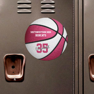 girls pink white basketball custom name car magnet