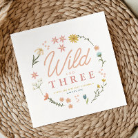Girls Pink Wild and Three Wildflower 3rd Birthday