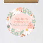 Girls Pink Wildflower Daisy School Bookplate Classic Round Sticker<br><div class="desc">Add a charming touch to your little one’s library with these retro pink wildflower “This Book Belongs To” stickers. Featuring soft pink tones, daisies, and whimsical florals, this boho-inspired design is perfect for girls who love nature and sweet vintage style. Ideal for baby books, birthday gifts, home library, or back...</div>