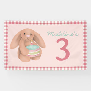 Girls Pink Woodland Bunny Birthday Sign