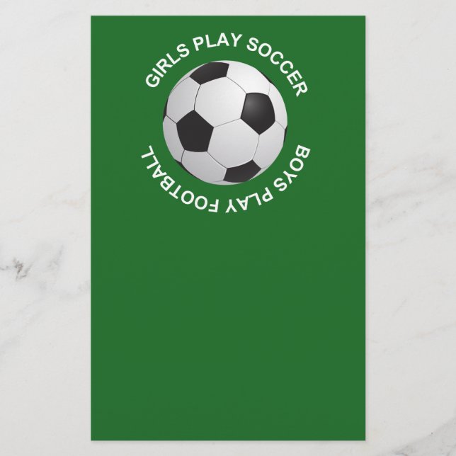 Girls play soccer, boys play football flyer (Front)