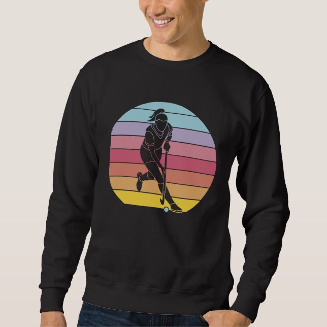 Girls Playing Hockey Rainbow Graphic Men Women Chi Sweatshirt (Front)