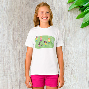 Girls Playing Soccer Football T-Shirt