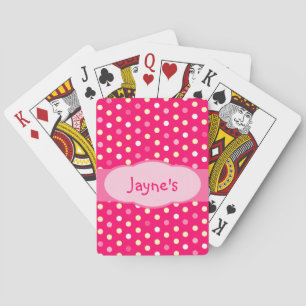 Girl's polka dot pink named playing cards