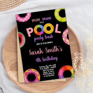 Girls Pool Birthday Invitations