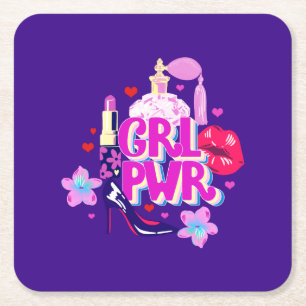 Girls Power Square Paper Coaster