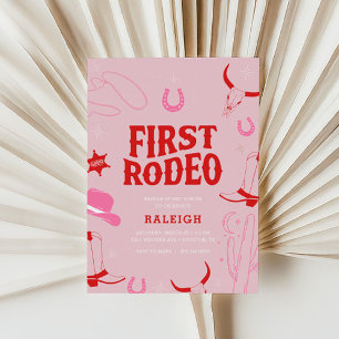 Girls' Preppy First Rodeo Cowgirl 1st Birthday Invitation
