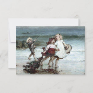 Girls Pretending to be Horses on the Beach Card