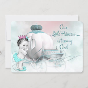 Girls Princess 1st Birthday Party Invitation
