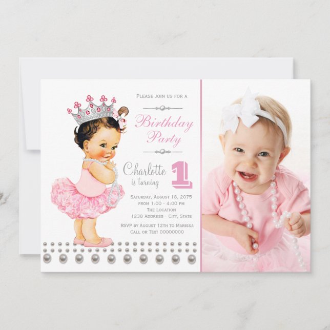 Girls Princess Birthday Party Invitation (Front)