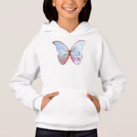 Girls Pullover Hoodie Antique Blue Butterfly