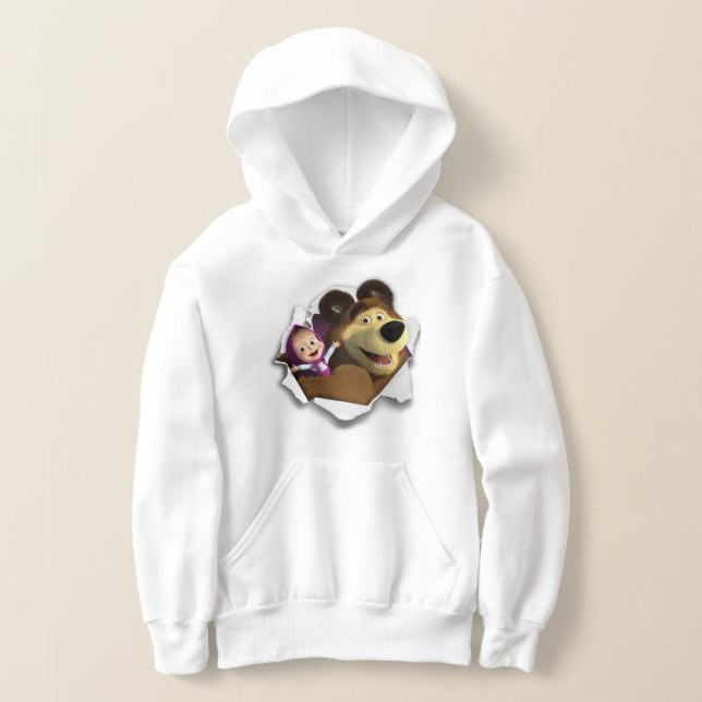Girl's Pullover Hoodie Masha and the Bear (Laydown)