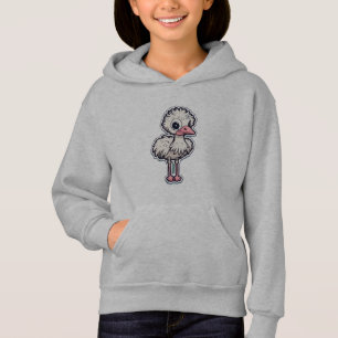 Girl's Pullover Hoodie with Cute Ostrich