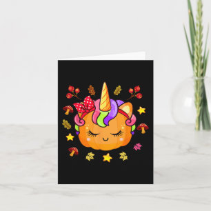 Girls Pumpkin Cute Unicorn Pumpkin Fall Autumn Ki Card