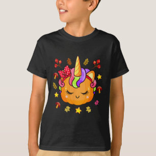 Girls Pumpkin Cute Unicorn Pumpkin Fall Autumn Ki T-Shirt