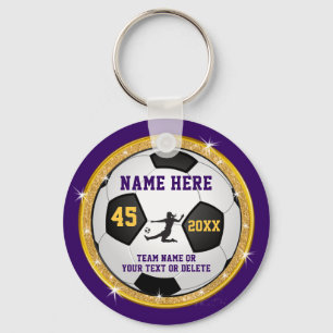 Girls Purple and Gold, Soccer Themed Party Favours Key Ring