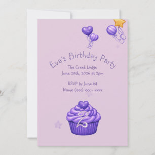 Girls Purple Birthday Invitation