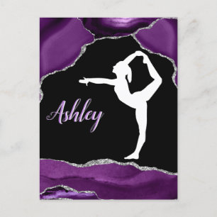 Girls Purple Glitter Gymnastics Dance or Cheer Postcard