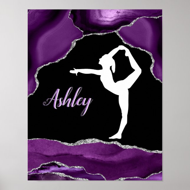Girls Purple Glitter Gymnastics Dance or Cheer   Poster (Front)
