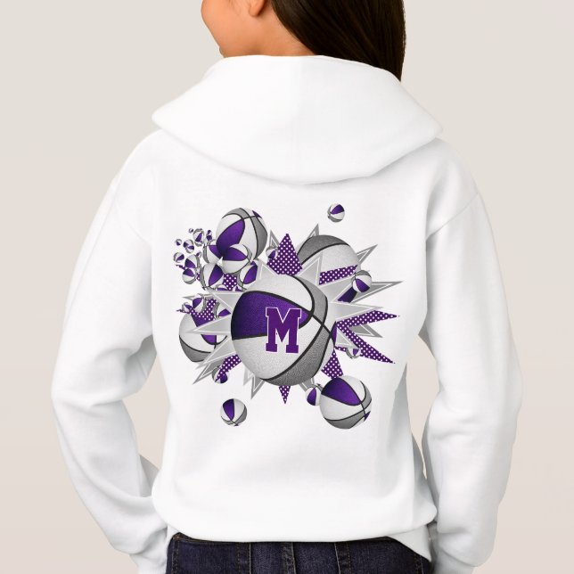girl's purple grey basketballs and stars (Back)