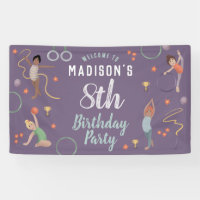 Girls Purple Gymnastics Kids Birthday Welcome