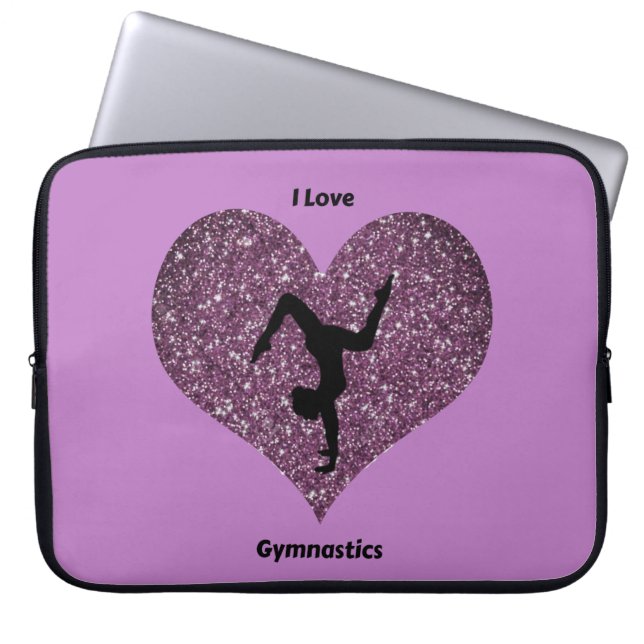 Girls Purple I Love Gymnastics Laptop Sleeve (Front)