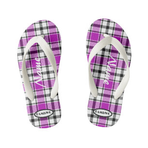 Girl's Purple Plaid HAMbWG Flip Flops