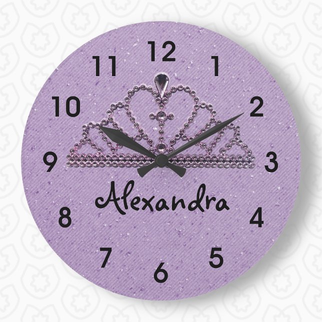 Girl's Purple Tiara Princess Wall Clock (Creator Uploaded)