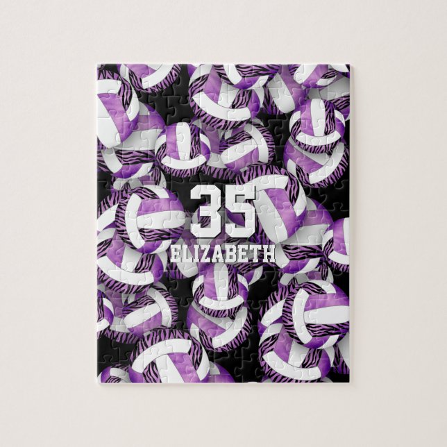 Girls purple with zebra stripes volleyballs jigsaw puzzle (Vertical)