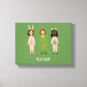 Girl's pyjama party room name canvas print