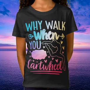 Girls Rainbow Cartwheel Gymnastics Dance Cheer T-Shirt