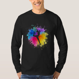 Girls Rainbow Gymnastics Female Gymnast Silhouette T-Shirt
