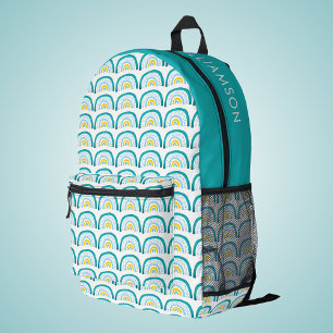 Girls Rainbow turquoise Printed Backpack