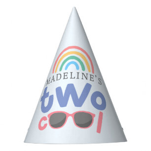 Girls Rainbow Two Cool 2nd Birthday Party Hat