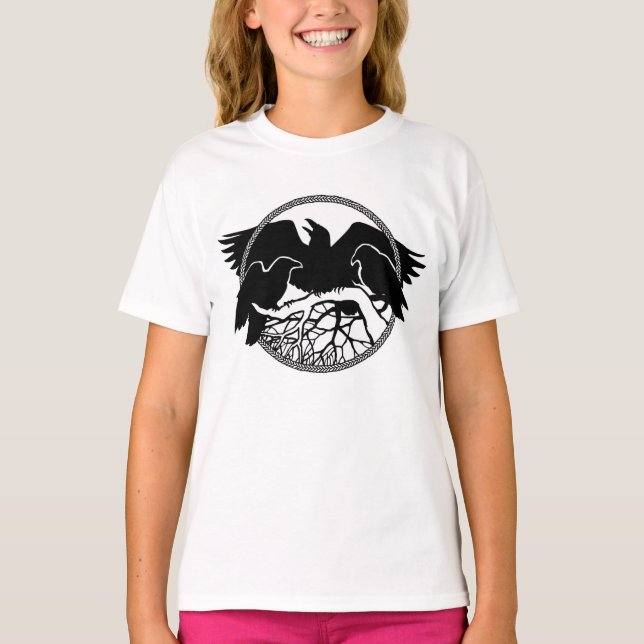 Girl's Raven Shirts Raven / Crow Art T-shirt (Front)