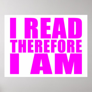 Girls Reading : I Read Therefore I Am Poster