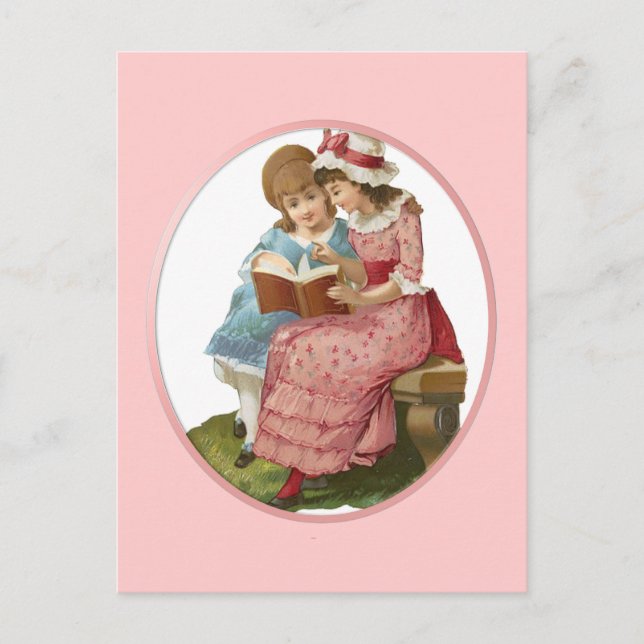 Girls Reading Postcard (Front)