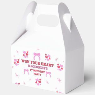 GIRLS RED PURPLE HEARTS & STARS 1st Birthday  Favour Box