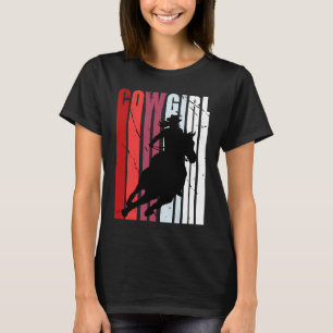 Girls Red Rodeo Horse Riding Birthday Retro Vintag T-Shirt