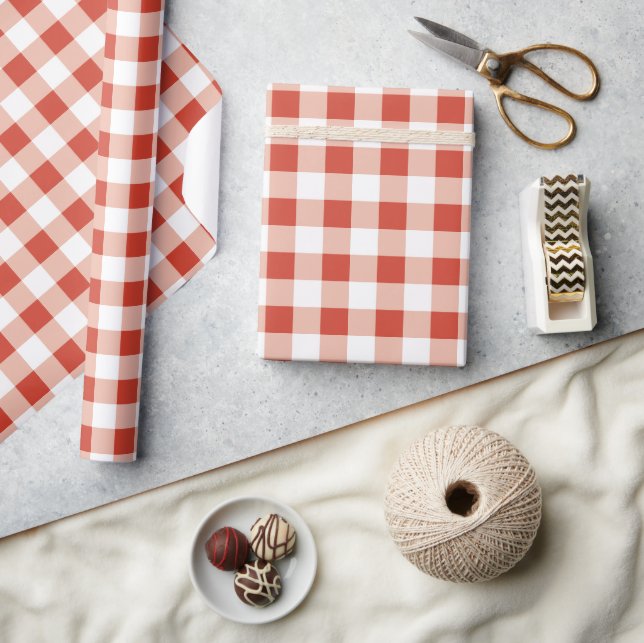 Girls Red Summer Gingham Birthday  Wrapping Paper (Crafts)