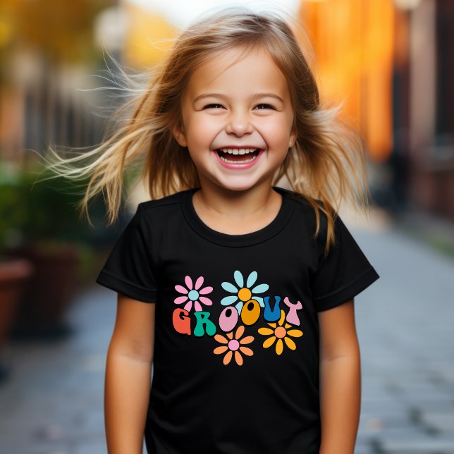 Girls Retro "Groovy" Basic T-Shirt (Creator Uploaded)