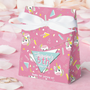 Girls Retro Pink Unicorn Birthday Favour Box