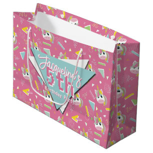 Girls Retro Pink Unicorn Birthday Large Gift Bag